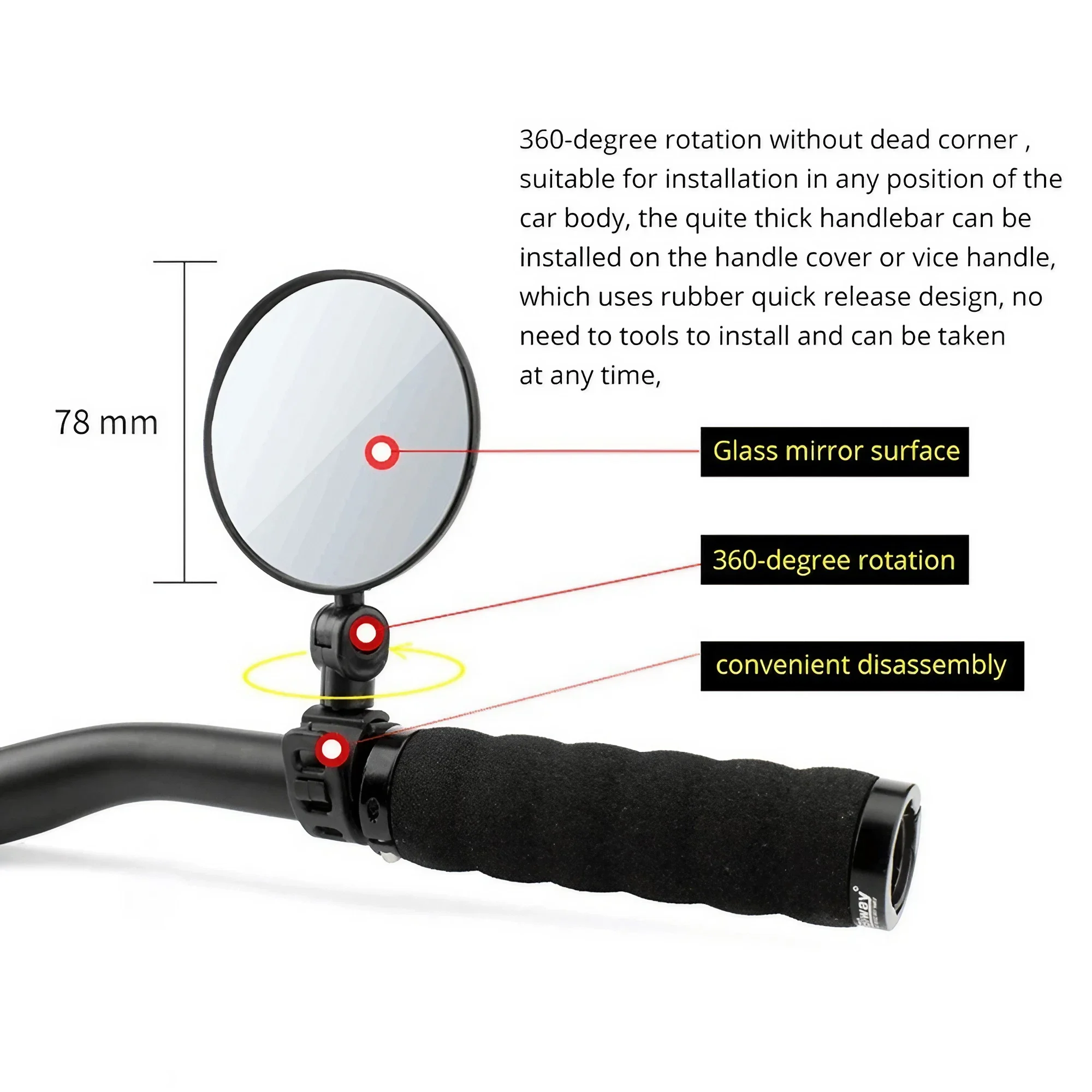 Adjustable Bike Handlebar Rear - Mirror Handlebar Convex incelemesi ve fiyatı
