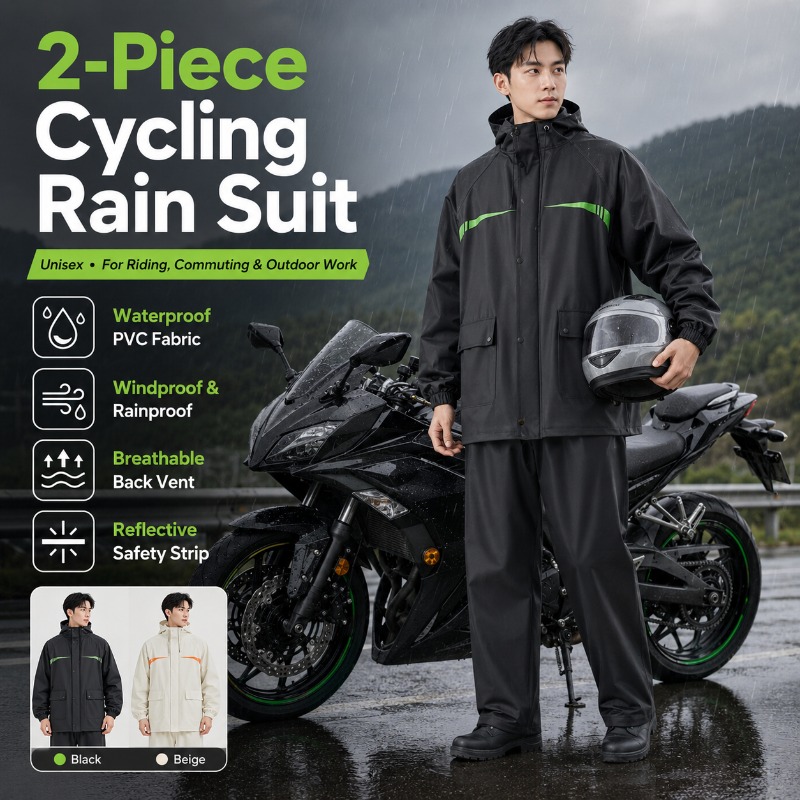 Unisex 2-Piece Waterproof Cycl - Cycling Rain Jacket Commute incelemesi ve fiyatı